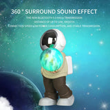 Holding the romantic moon (beige top + brown pants) Creative Astronaut Bluetooth Speaker with 3D Starry Sky Lighting, Portable Wireless Moon Lamp Speaker - Perfect Gift for Space Enthusiasts