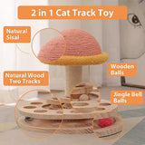 Large Pink Interactive Cat Scratching Post with Ball Track – Fun Mushroom-Shaped Cat Toy for Play, Scratching, and Entertainment