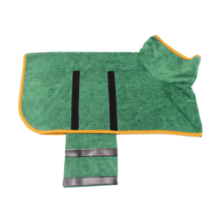 L Green Pet Dog Quick-Dry Bathrobe - Absorbent Towel Robe for Medium and Large Dogs