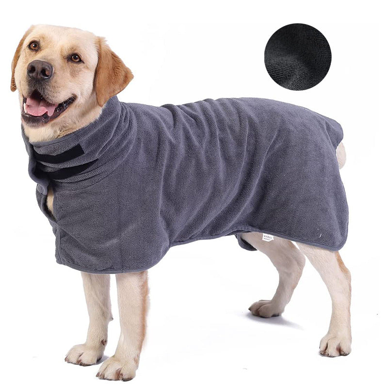 S Grey Pet Dog Quick-Dry Bathrobe - Absorbent Towel Robe for Medium and Large Dogs