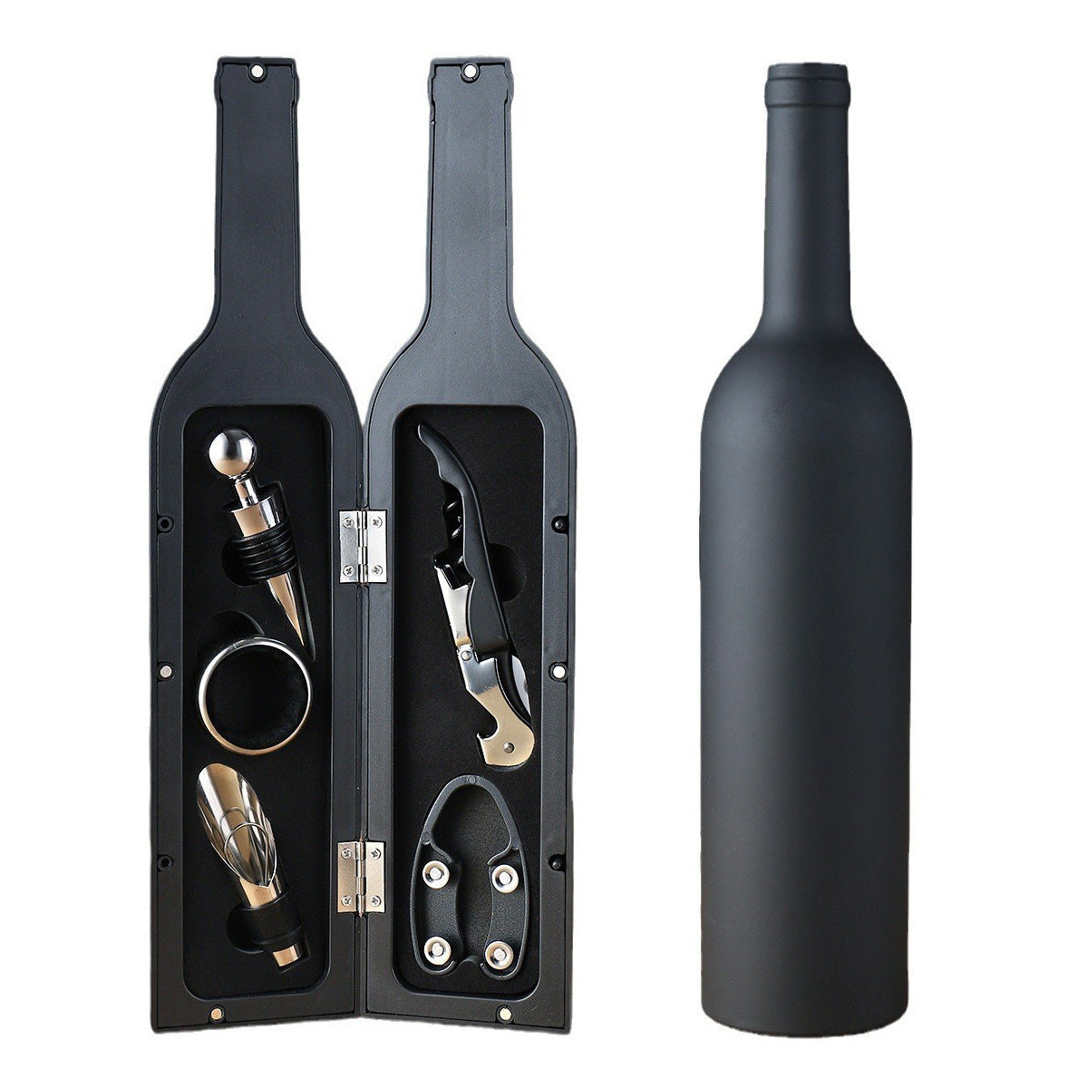 Black Closure Creative Wine Accessories Set – 5-Piece High-Grade Wine Tool Gift Set