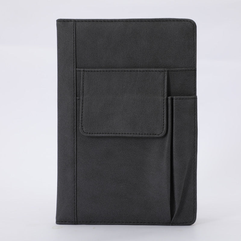 Black A5 Multi-Functional PU Leather Notebook with Pockets - Office Planner and Journal