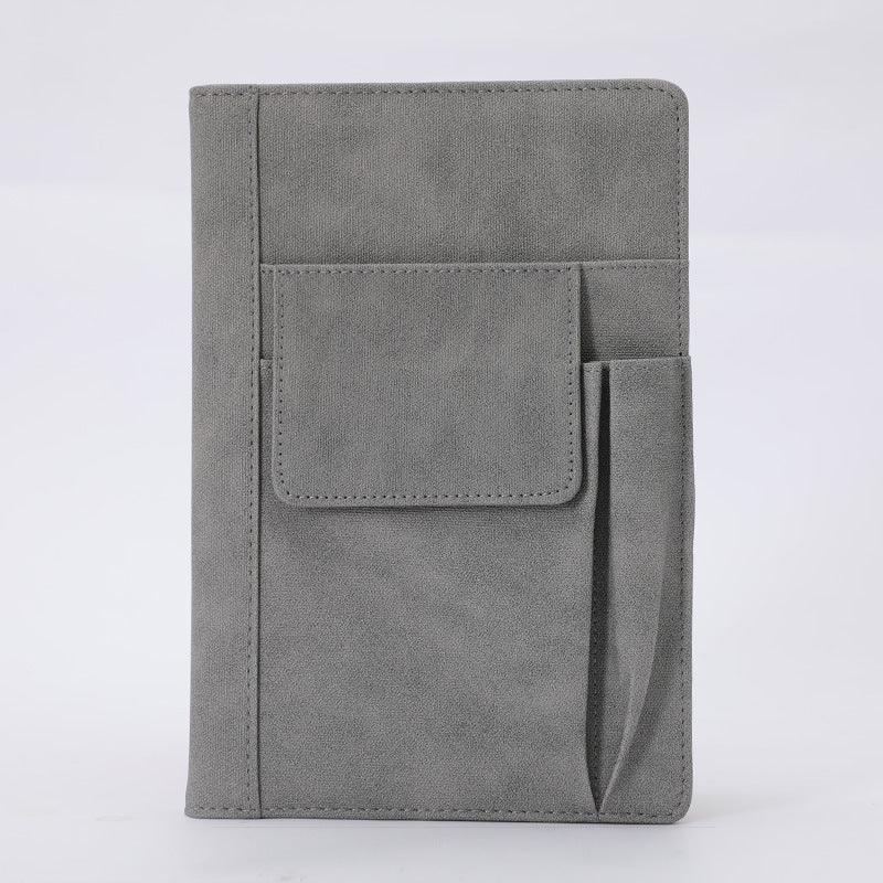 Grey A5 Multi-Functional PU Leather Notebook with Pockets - Office Planner and Journal