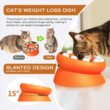 Orange Interactive Slow Feeder Cat Bowl - 15° Tilt Design, Puzzle Feeder for Healthy Eating