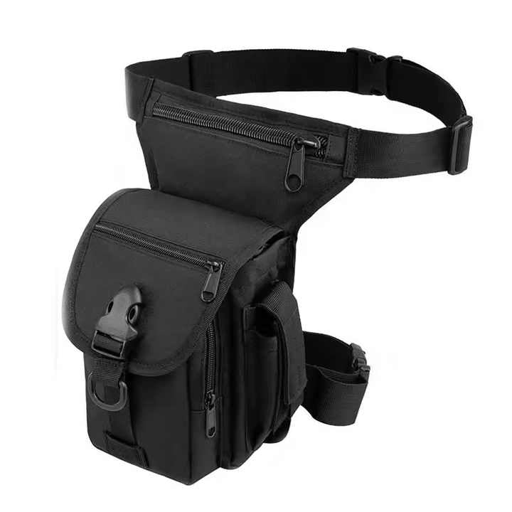 Black Tactical Outdoor Leg Bag – 900D Durable Multi-Layer Waist Pack for Cycling, Fishing, and Security