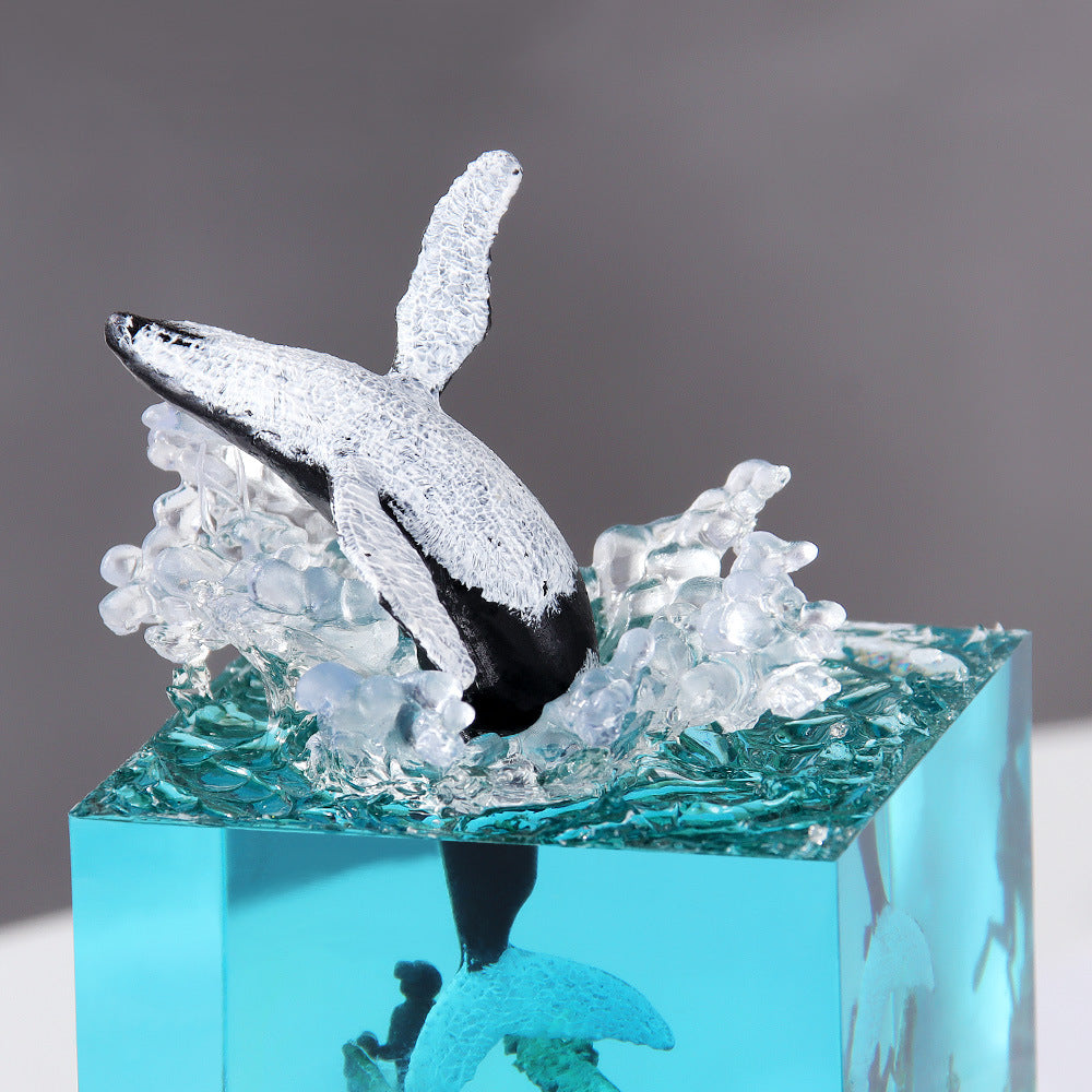 Shelling humpback whale into the water Handcrafted Ocean Resin Whale Night Light - Unique Home Decor Table Lamp