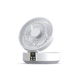 White Remote-Control Wall-Mount Foldable Mini USB Fan with Night Light and Digital Display