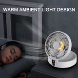 Dark Green Remote-Control Wall-Mount Foldable Mini USB Fan with Night Light and Digital Display