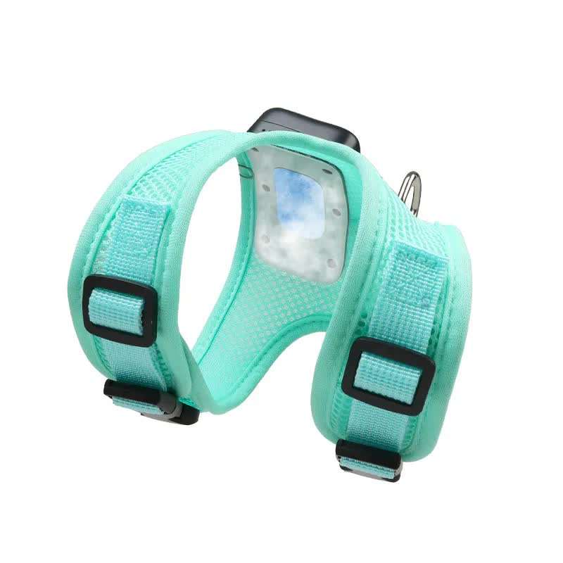 Size S Green Pet Cooling Harness  LED Lights & Leash – Summer Relief for Small Dogs and Cats