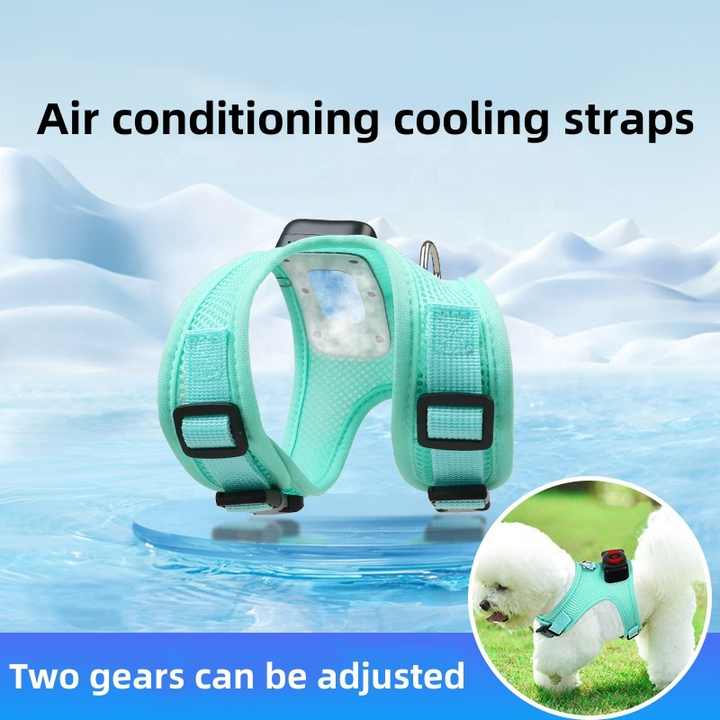 Size S Green Pet Cooling Harness  LED Lights & Leash – Summer Relief for Small Dogs and Cats