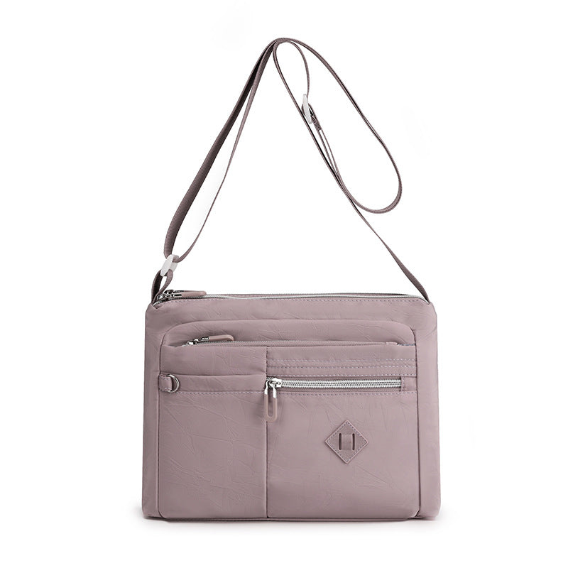 Lightweight Nylon Crossbody Shoulder Bag - Purple, Adjustable Strap, Multi-Pocket Design