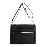 Lightweight Nylon Crossbody Shoulder Bag - Black, Adjustable Strap, Multi-Pocket Design