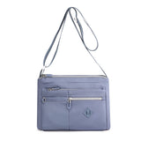 Lightweight Nylon Crossbody Shoulder Bag - Light Blue, Adjustable Strap, Multi-Pocket Design