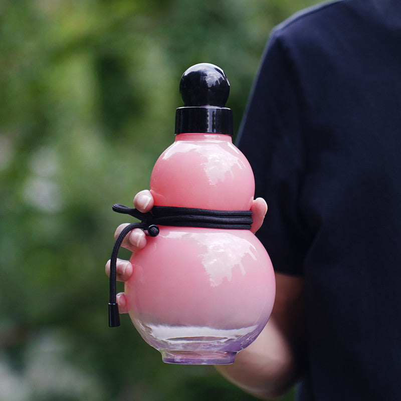 32oz Black Myth Wukong Inspired Gourd Water Plastic Pink Bottle - Decorative Double-Layer Flask with Calligraphy and Accessories