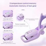 Purple Electric Heated Eyelash Curler - 3 Temperature Settings, Rechargeable, Compact Design