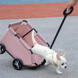 Pink Foldable Pet Travel Wagon for Small Dogs - Lightweight and Portable