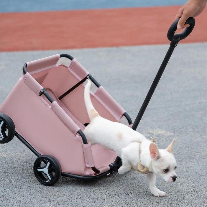 Blue Foldable Pet Travel Wagon for Small Dogs - Lightweight and Portable