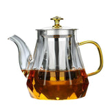 Elegant Glass Teapot with Gold Handle and Stainless Steel Infuser - 600ml Capacity