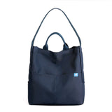 Blue Minimalist Nylon Tote Bag with Adjustable Shoulder Strap, Large Capacity