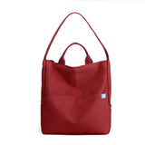 Red Minimalist Nylon Tote Bag with Adjustable Shoulder Strap, Large Capacity