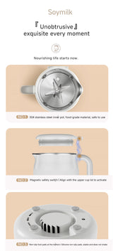 Multifunctional High-Speed Soy Milk Maker with 1.2L Capacity and Bottom Heating