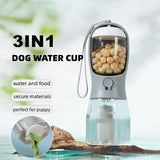 Indigo 3-in-1 Portable Pet Water Bottle with Food Storage and Waste Bag Dispenser - 300mL Capacity