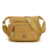 Gold Nylon Crossbody Bag with Multiple Compartments - Compact and Stylish Design