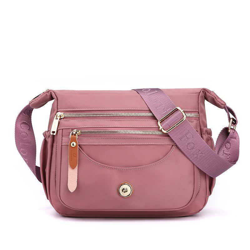 Purple Nylon Crossbody Bag with Multiple Compartments - Compact and Stylish Design