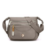 Coffee Nylon Crossbody Bag with Multiple Compartments - Compact and Stylish Design