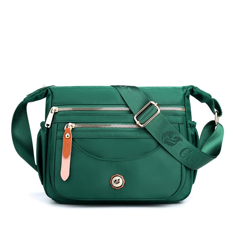 Green Nylon Crossbody Bag with Multiple Compartments - Compact and Stylish Design