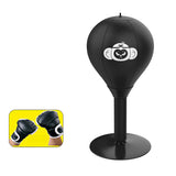 Adjustable Desktop Punching Speed Ball - Durable PU Leather, Stable Base (Monkey pattern and Half Finger Boxing Gloves)