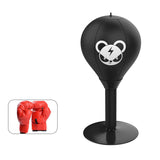 Adjustable Desktop Punching Speed Ball - Durable PU Leather, Stable Base (Bear pattern and Kids Boxing Gloves)