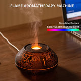 Flame Mountain Aroma Diffuser - 7-Color LED Light, 130ml Capacity, Ultrasonic Mist Maker for Home or Office, Cracked Black