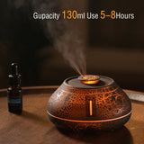 Flame Mountain Aroma Diffuser - 7-Color LED Light, 130ml Capacity, Ultrasonic Mist Maker for Home or Office, Cracked Black