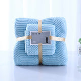 (2 PCS Light Blue) Coral Fleece Towel and Bath Towel Set - Ultra Soft, Absorbent, and Lint-Free for Home and Spa