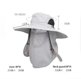 Dark Gray Outdoor UV Protection Sun Hat with Detachable Face and Neck Flap - Wide Brim, Breathable, and Lightweight