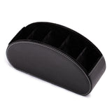 Black Stylish Remote Control Storage Box - PU Leather Organizer with Compartments