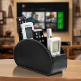 Black Stylish Remote Control Storage Box - PU Leather Organizer with Compartments