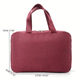 Wine Red Multipurpose Portable Travel Toiletry Bag - Waterproof Cosmetic Organizer with Zipper