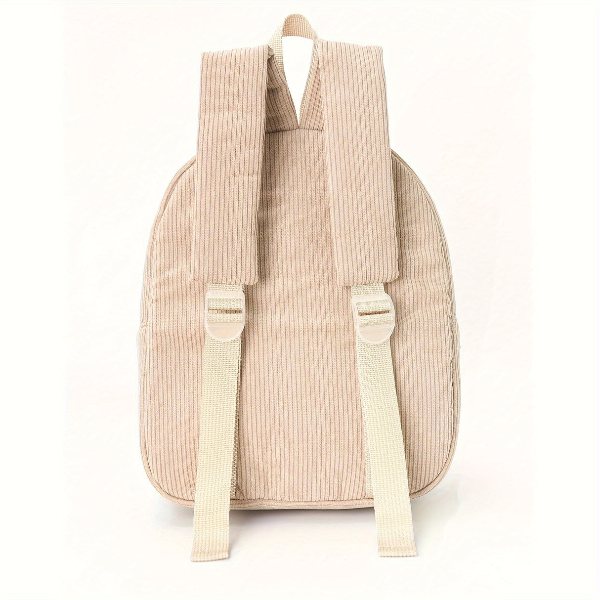 Cute Off White Bear Backpack - Soft Corduroy Material with Adjustable Straps