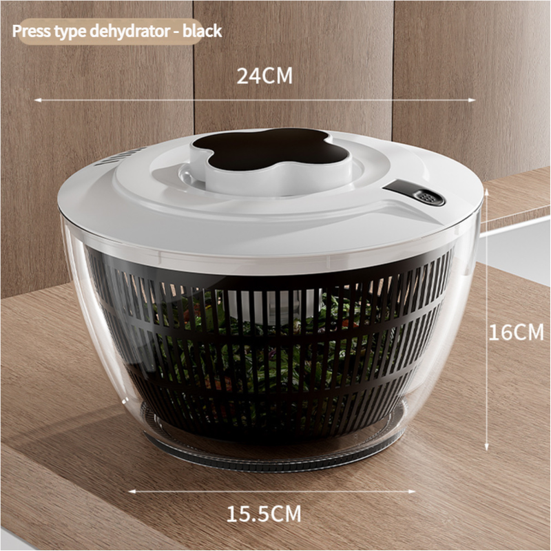 Black Manual Salad Spinner with Pressurized System - Efficient & Quick Vegetables Drying, Multiple Color Options