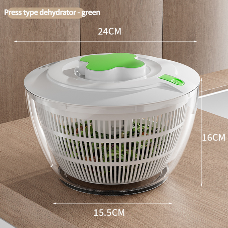 Green Manual Salad Spinner with Pressurized System - Efficient & Quick Vegetables Drying, Multiple Color Options