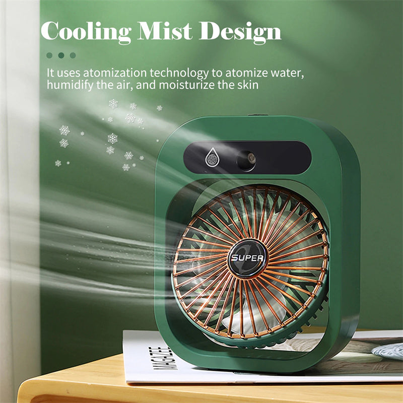 Portable USB Rechargeable Misting Fan - Compact Personal Fan with Cooling Spray - White Colors