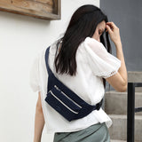 Light Blue Casual Chest Bag - Water-Resistant Compact Waist Pack for Women with Adjustable Strap