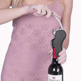 Black Ergonomic Lever-Action Corkscrew Wine Opener with Foil Cutter