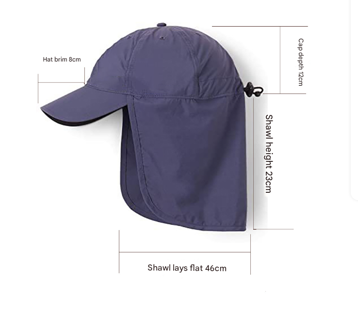 Nevy Blue UV Protection Outdoor Sun Hat with Neck Flap - Lightweight and Breathable