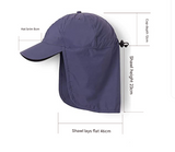 Blue UV Protection Outdoor Sun Hat with Neck Flap - Lightweight and Breathable