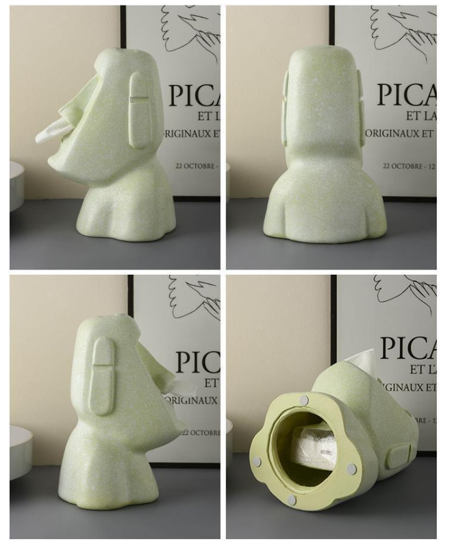 Black Creative Moai Tissue Holder - Fun and Unique Decorative Dispenser