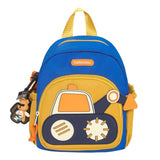 Blue-yellow Kids' Cartoon Backpack - Adorable Excavator Design with Spacious Compartments