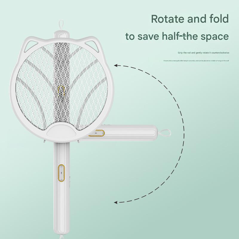 White 4-in-1 Foldable Electric Mosquito Swatter - Rechargeable Bug Zapper with UV Light